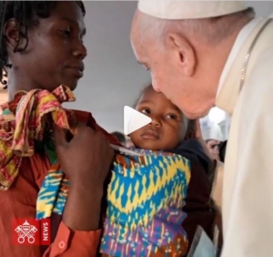 Pope Francis kisses baby in Mozambique, captured on Instagram by Vatican News