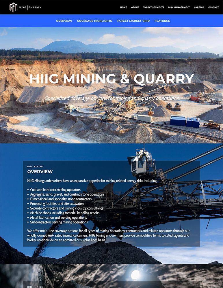 HIIG Energy - mining & quarry page