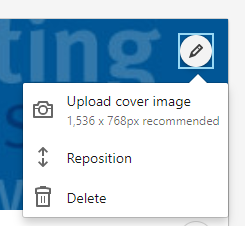 By clicking LinkedIn's pencil icon on your background image, you can upload a custom cover image.