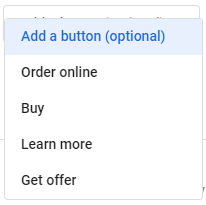 Products button options in Google My Business