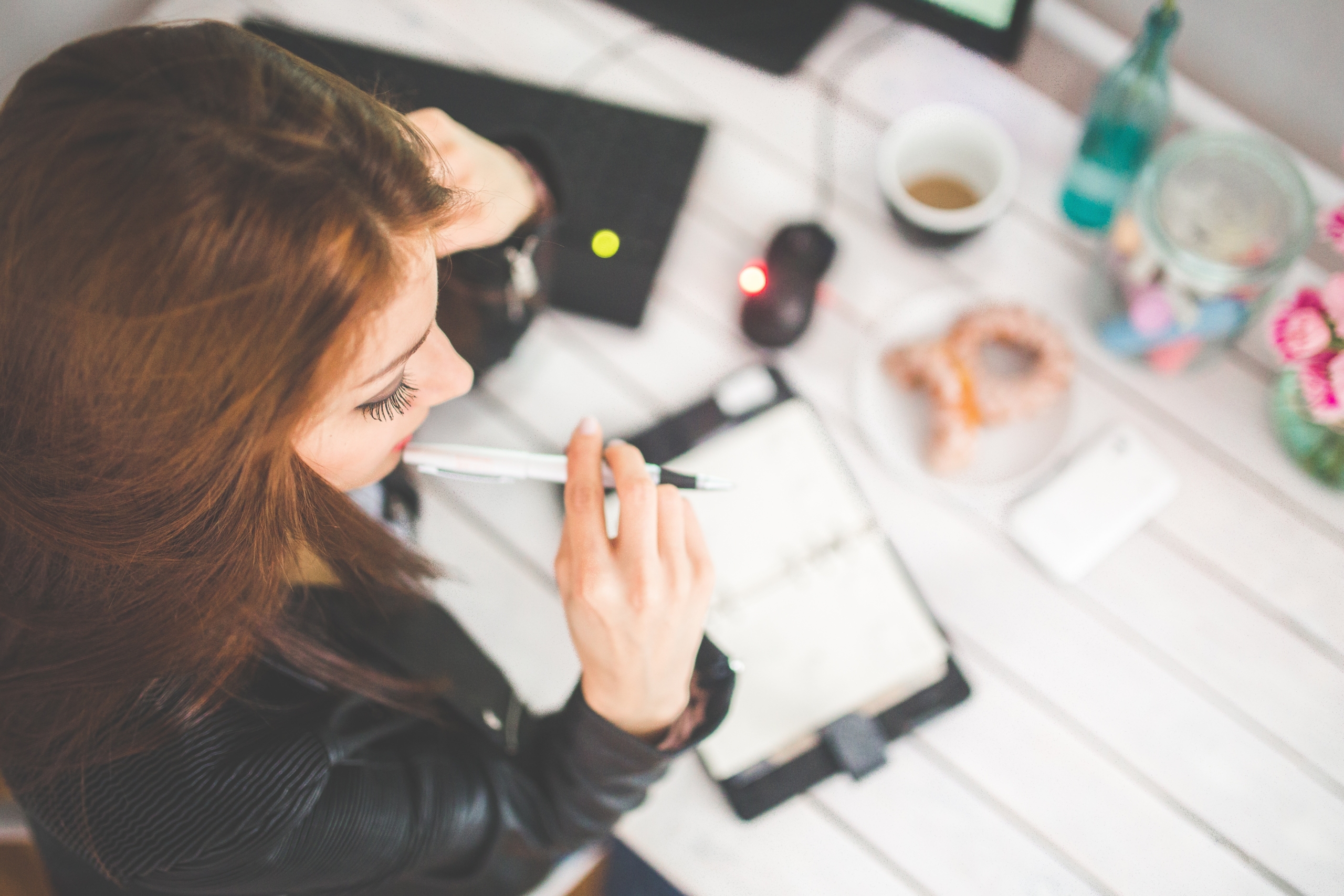 woman looking at AI data